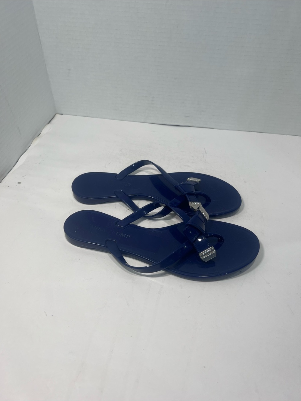 Ivanka Trump Navy Gloss Jelly Thong Sandals